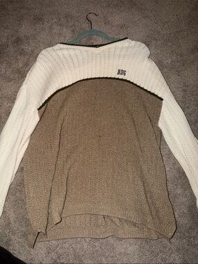 BDG oversized Cream and Brown Colorblock Knit Turtleneck Sweater